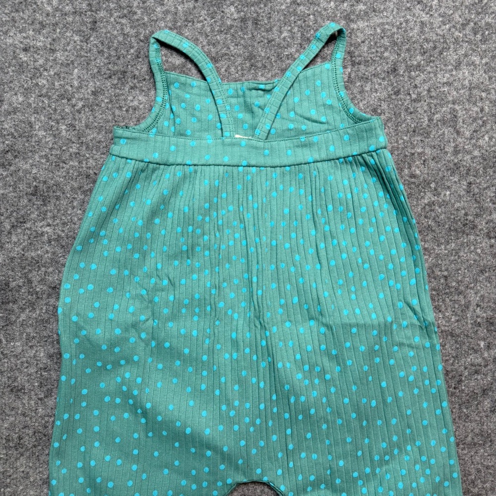 KATE QUINN Turquoise Dot Skinny Strap‎ Jumpsuit Organic Cotton Rib 18-24 Months - Picture 5 of 6
